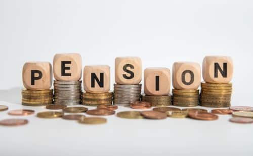 PENSION word on block concept.